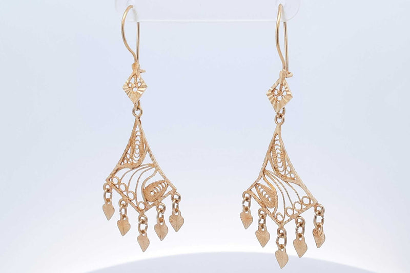 14k Yellow Gold Filigree Dangle Earrings 4.3 Grams Eb1124lcrsa