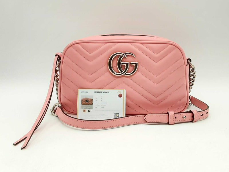 Gucci Marmont Shoulder Bag In Pink Matelassé Leather Fw0125worsa