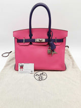 Hermes Birkin 30 Pink Purple Chevre Mysore Palladium Handbag Do0526lrxzxde
