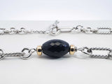 David Yurman 925 Silver, 18k Gold & Onyx Figaro Chain 38.6g 16 Inch Fw0326lcrdu