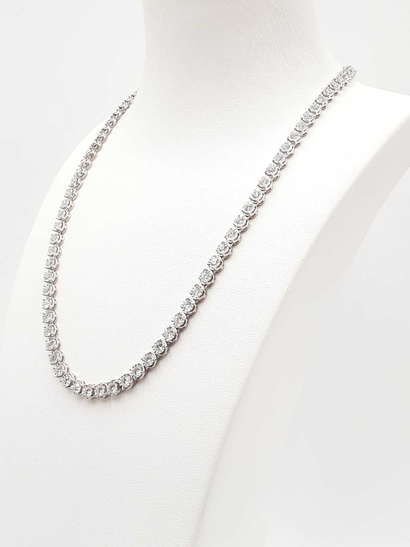 13.05 Cttw Lab Grown Diamond & Silver Tennis Necklace 22.1g 18 Inch Fw0725lorzdu
