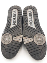 Louis Vuitton Trainer Damier Denim & Black Leather Sneakers Size 9 Eb0226wxzsa