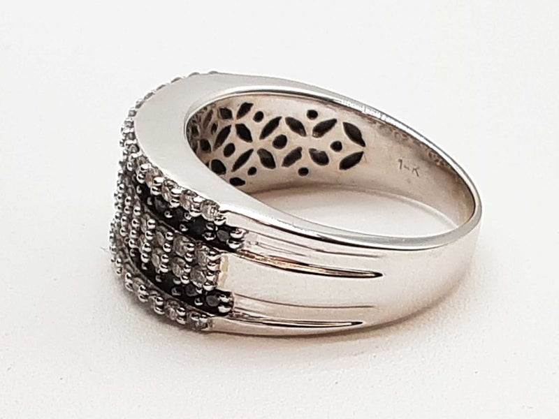 0.90 White Black Diamonds 14k White Gold 8.3g Ring Size 7.5 Do0625cxzde