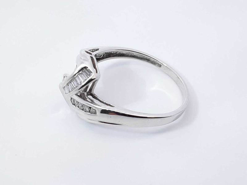 0.26 Cttw Diamond & 14k White Gold Swirl Ring 4 Grams Size 11 Fw0925lczdu9