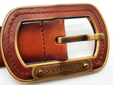 Dolce & Gabbana Brown Leather Belt With Logo Buckle Size 88/32 Eb1225oxzde