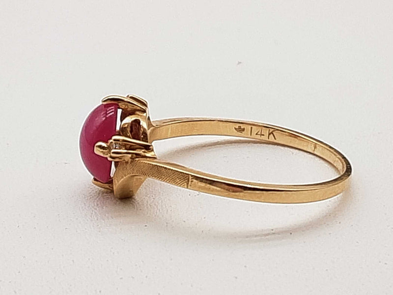 Synthetic Star Ruby 14k Yellow Gold 2.6g Ring Size 8.5 Do0325srde