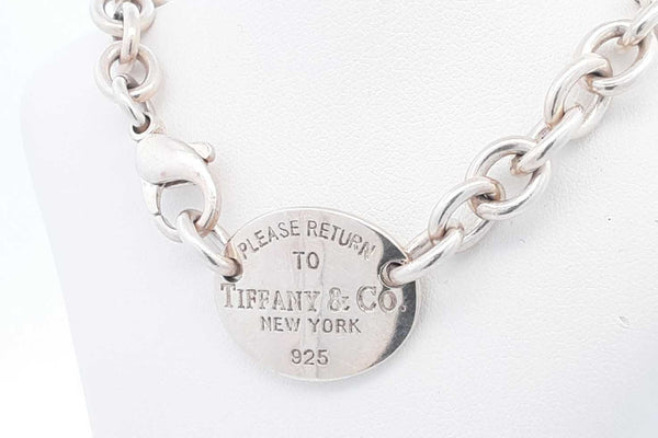 Tiffany & Co. 925 Please Return To Tiffany Oval Tag Neckalce 47.3g Eb1224oxzsa