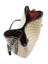 Gucci Emblem Medium Bucket Bag In Beige & Brown Gg Coated Canvas Fw0726rxzdu