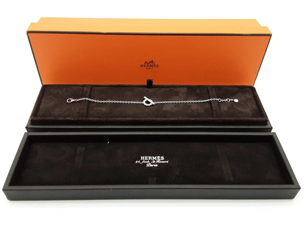 Hermes Finesse 18k White Gold 4.2g Diamond Bracelet 6.25 In Do1124lwxzde