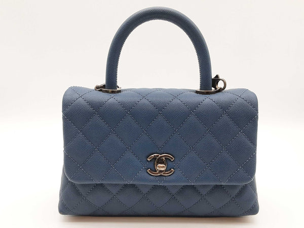 Chanel Coco Quilted Blue Caviar Leather Top Handle Crossbody Bag Do0325wrxzde