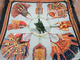 Hermes Carre 90 Cuir Du Desert Gray Red Black Silk Scarf Do0826orxde