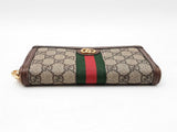 Gucci Ophidia Zip Wallet In Gg Supreme Coated Canvas & Brown Leather Fw1025ozxdu
