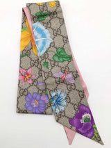 Gucci Gg Monogram Flora Silk Ribbon Scarf Eb0926lxzsa