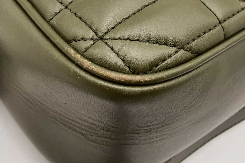 Gucci Gg Quilted Marmont Crossbody Bag In Military Green Eb1124wrxsa