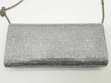 Judith Leiber Silver Satin Crystal Embellished Chain Clutch Do0225oxzde