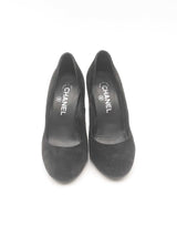 Chanel Black Suede Pumps Size 36.5 C Eb0425lxzsa