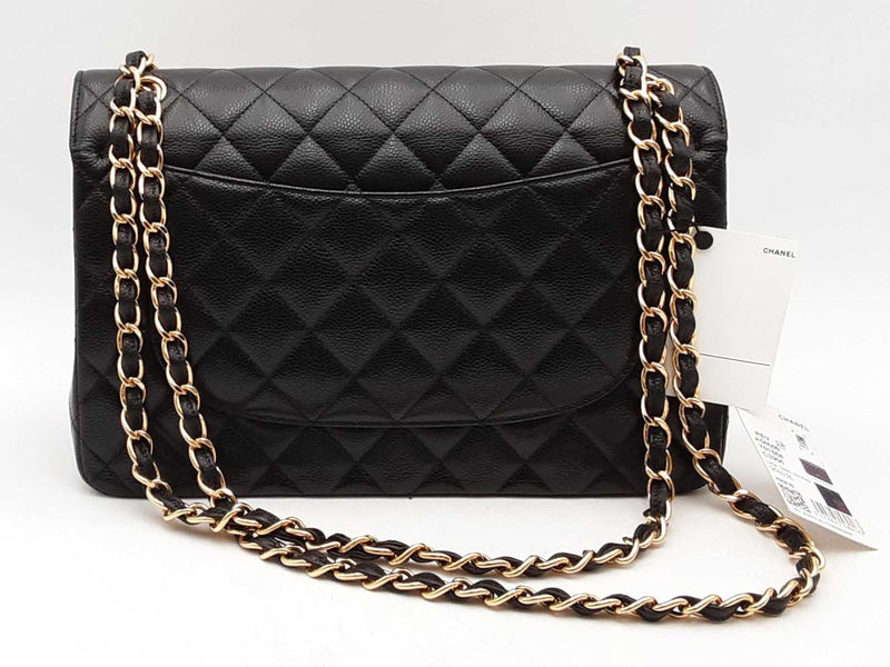 Chanel Classic Double Flap Caviar Jumbo Black Handbag Aa0725rrxz