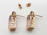 14k Yellow Gold Pale Amethyst 6.8g Rectanglular Stud Earrings Do0125crde