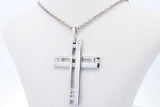 18k White Gold Diamond Cross Pendant Necklace 13.5 Grams 23.5 Inch Eb0226erxde