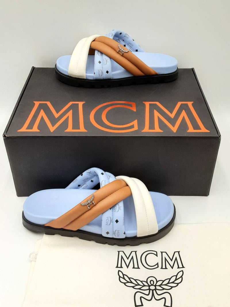 Mcm Monogram Cross Sandals In Leather Size 38 Eb0824oxzdu