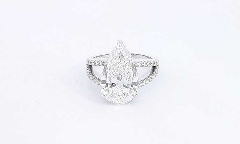 Lab Grown Pear Shape Diamond 5.72ctw Ring In 18k White Gold 6.5g Eb1223pxersa