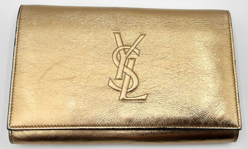 Yves Saint Laurent Gold Metallic Wallet On Chain Eb0524wxzdu