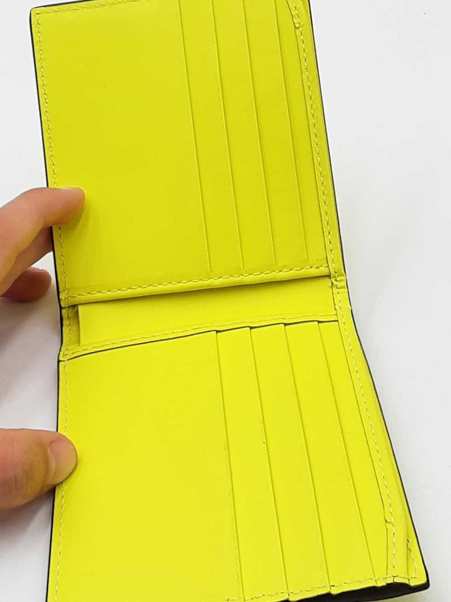 Gucci Neon Yellow Rubber Effect Gg Embossed Bifold Wallet