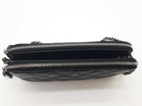Chanel Sparkly Black Quilted Leather Double Zip Wallet On Chain Do1225lrxzde