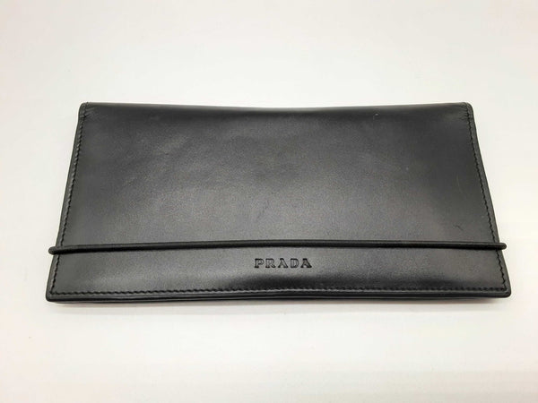 Prada Black Leather Notebook Check Holder Wallet Do0624lxzde