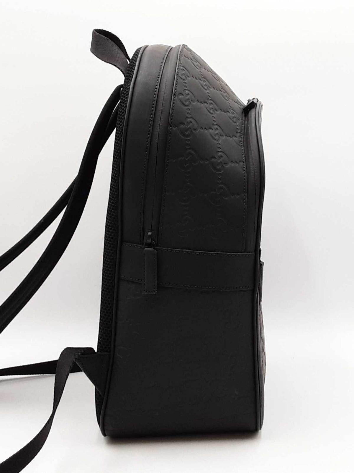 Gucci Medium Backpack In Logo-debossed Rubber-effect Black Leather