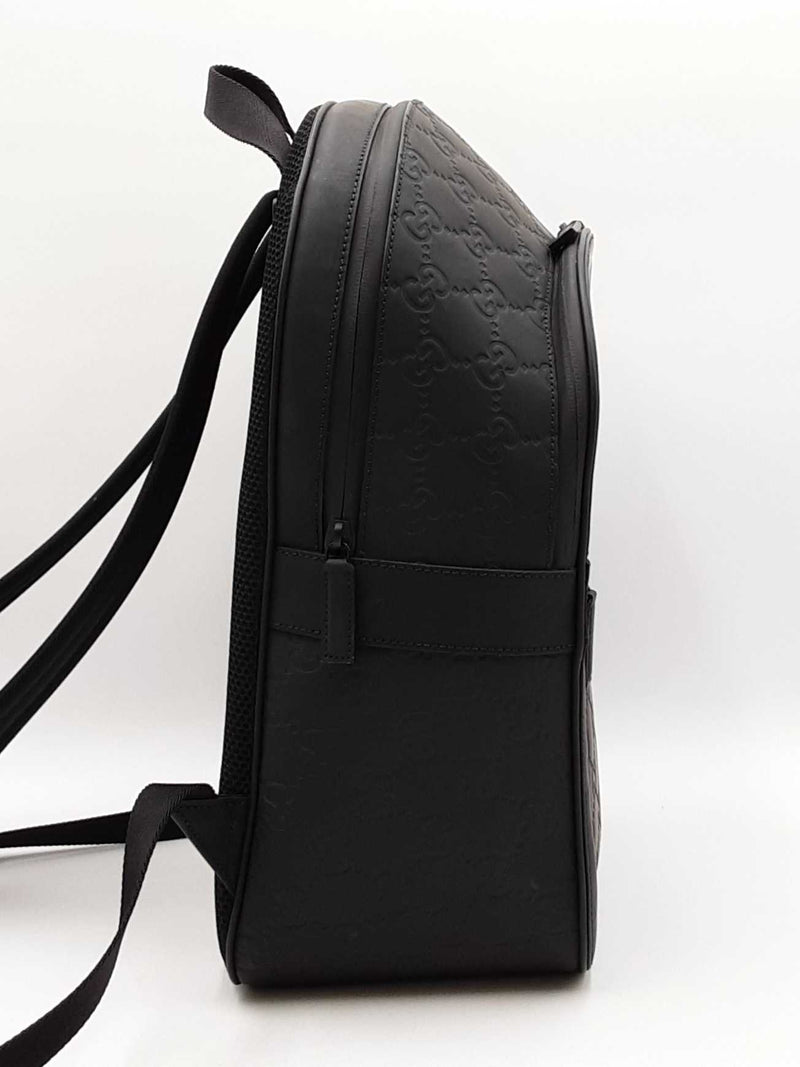 GUCCI Rubber-effect Medium Backpack, Black, GG Leather