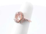 Morganite & Diamond Halo Ring In 10k Rose Gold 2.8 Grams Size 4.5 Fw0326lcrdu