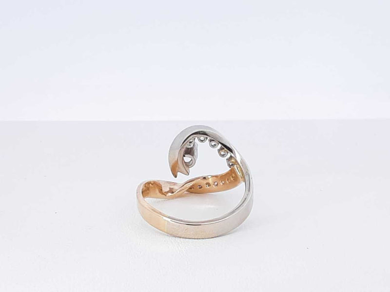0.85 Cttw Diamond & 14k Two-tone Gold Wave Ring 5.9 Grams Size 7 Fw1025prxdu