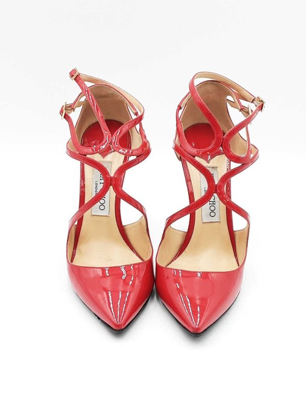 Jimmy Choo Red Patent Leather Lancer Heels Size 39 Eb0125lordu