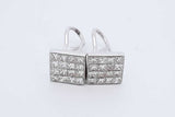 3.2cttw Princess Cut Diamond Stud Omega Back Earrings 14k White Gold Eb0426ixzdu