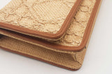 Christian Dior Cannage Raffia Caro Pouch With Chain Eb0326ixzsa