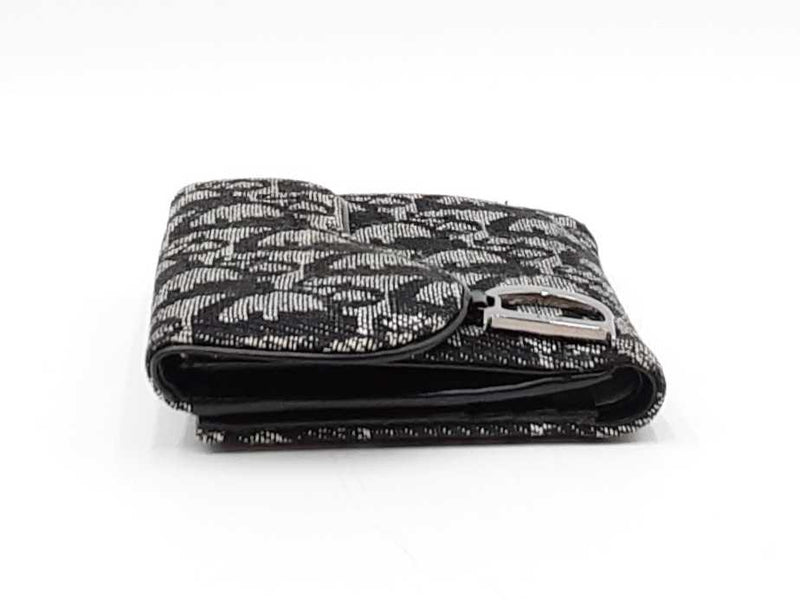 Christian Dior Saddle Wallet In Black Oblique Jacquard Fw0325lzzdu