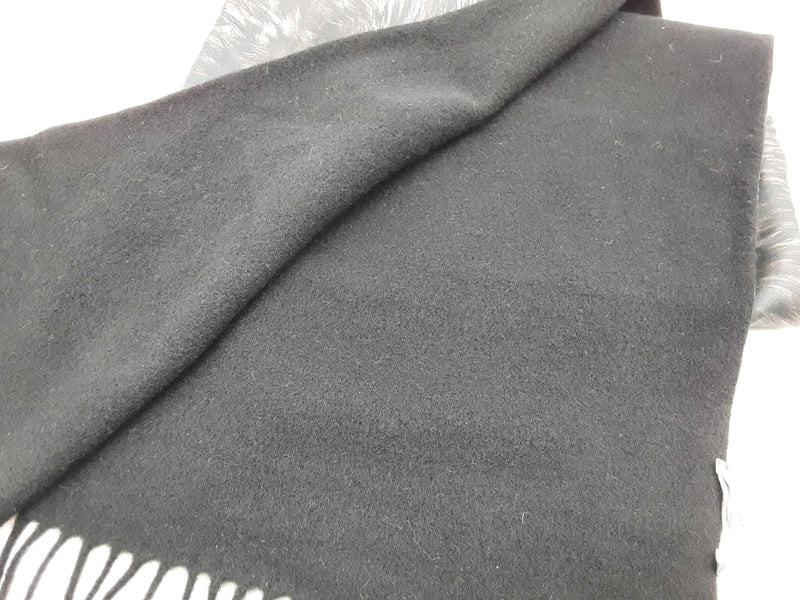 Alexander Mcqueen Brown Black Fur Printed Silk Black Wool Scarf Do1025lxzde