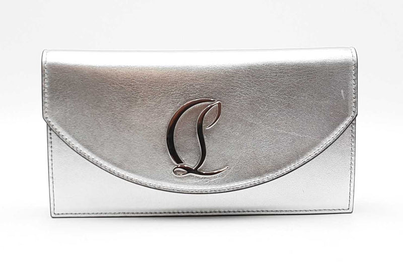 Christian Louboutin Silver Metallic Loubi54 Clutch Crossbody Bag Eb0125wrxdu