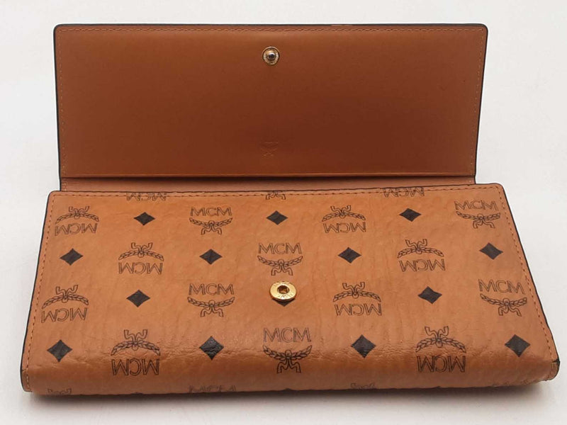 Mcm Canvas Leather Trifold Wallet Brown Aa1025ixsa
