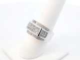 0.70 Cttw Diamond & 10k White Gold Pavé Band 8.2 Grams Size 7.5 Fw0826ocxdu
