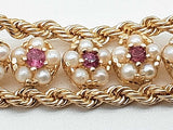Rubies White Pearls 14k Yellow Gold 33.4g Bracelet 6.75 In Do0326orxzde