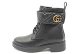 Gucci Black Leather Double G Ankle Boots With Quilted Strap Size 40 Eb0326lrxsa