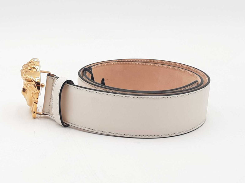 Versace Medusa Ghw White Belt Size 32 Aa0925lzxsa