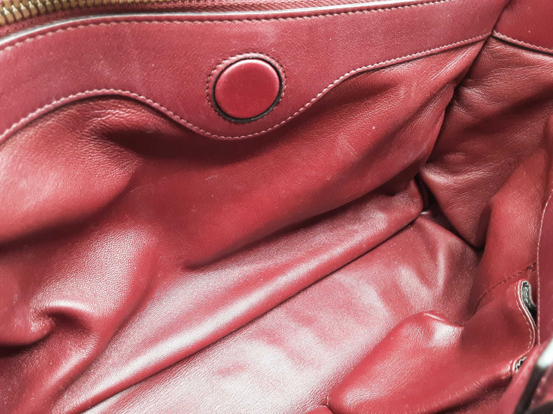 Gucci 323660 Burgandy Red Alligator Leather Bamboo Shopper Tote Do0225wpxzde