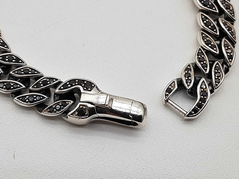 David Yurman Black Diamonds 0.925 Silver 29.6g Curb Bracelet 7 In Do0625sxzde