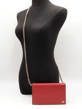Gucci Gg Betty Wallet With Chain In Red Dollar Leather Fw0526lcrdu