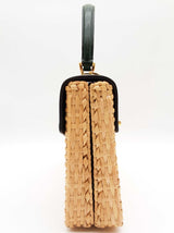Gucci Sylvie Green Leather Tan Wicker Handbag Do0225exzde