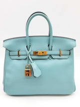 Hermes Birkin 25 Lagon Teal Swift Leather Gold Handbag Do0325lrrxzde