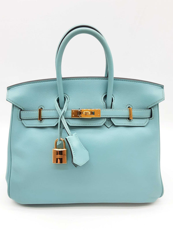 Hermes Birkin 25 Lagon Teal Swift Leather Gold Handbag Do0325lrrxzde